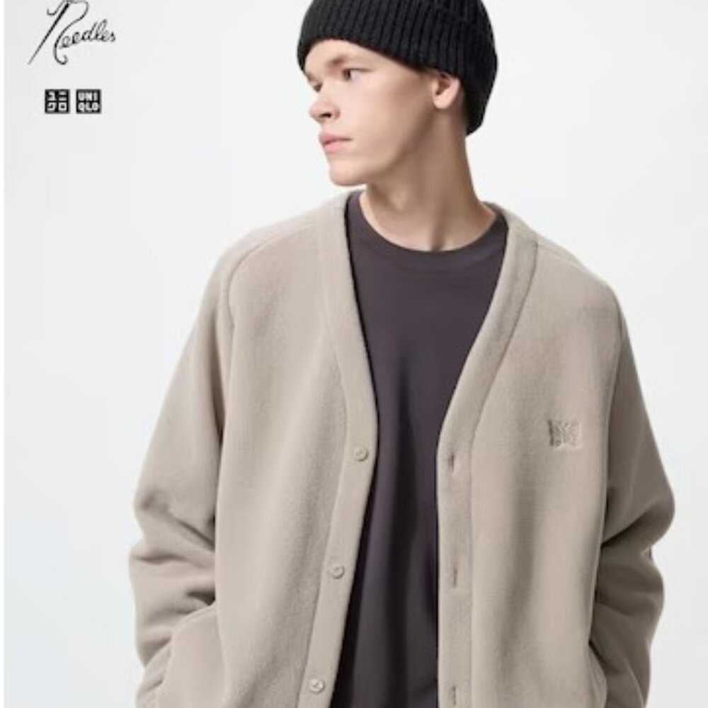 UNIQLO:Needles - Unisex Beige Fleece Oversized Cardigan - SZ M